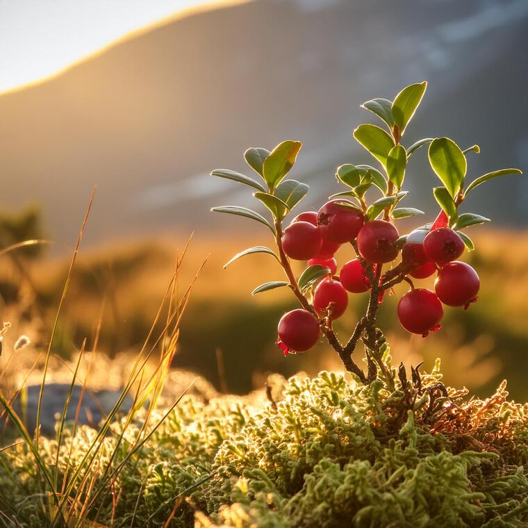 Cranberry plant in nature